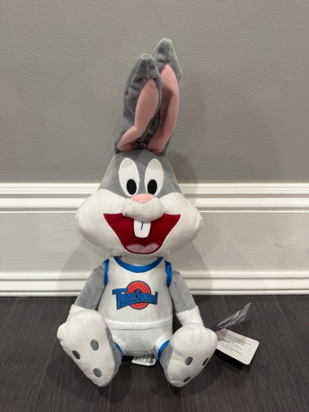 NWT Space Jam Gray and White Bugs Bunny Plush Tune Squad Kids Stuffed Animal